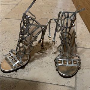 Sergio Rossi silver strapping heels size 40